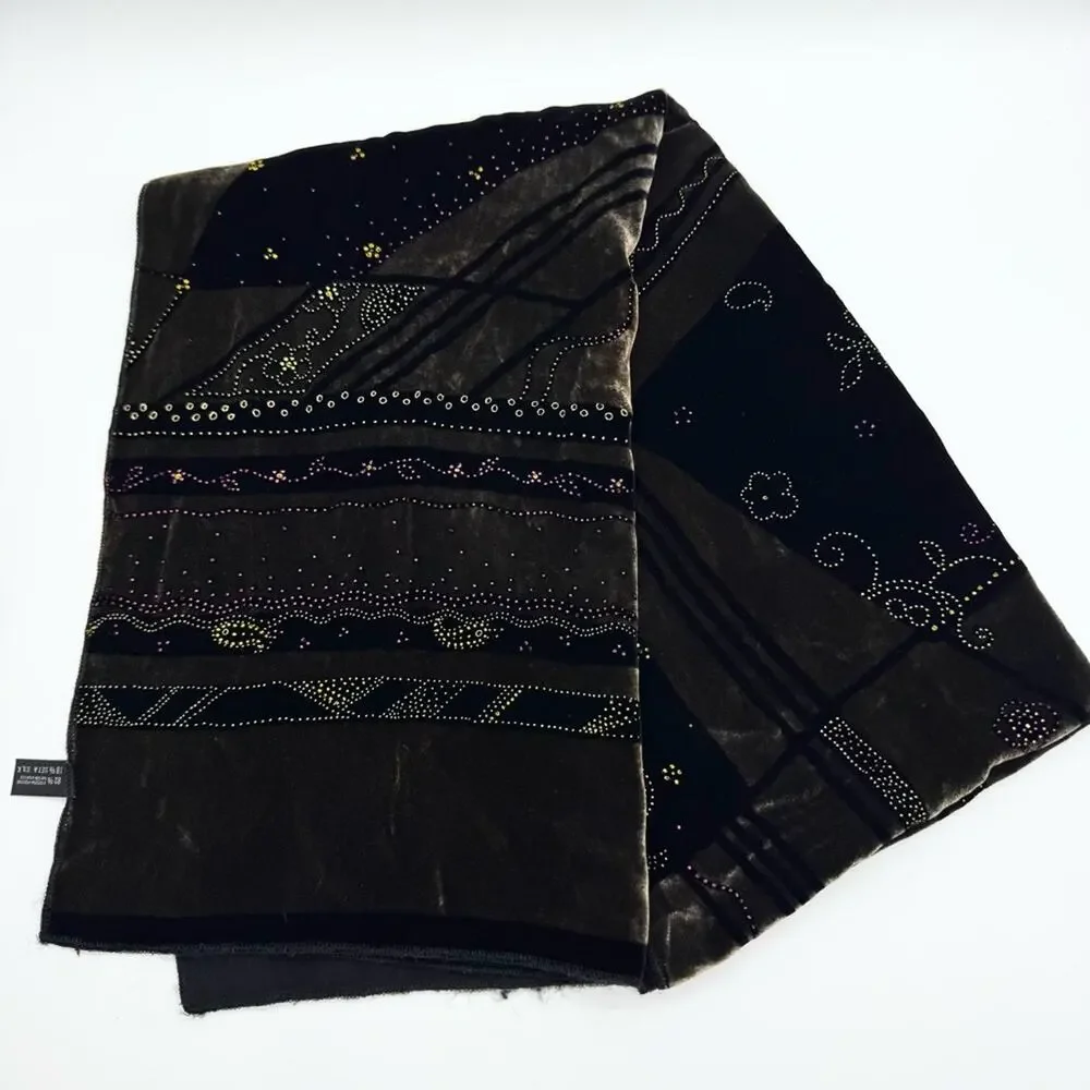 Velvet‎ Made in Italy Silk Blend Dark Romantic Whimsigoth Wrap Scarf Office Glam